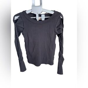 Free People We The Free Daisy Chain Cuff Knit  Black Long Sleeve Top